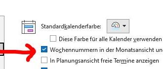 Kalenderwoche in Outlook einstellen/anzeigen